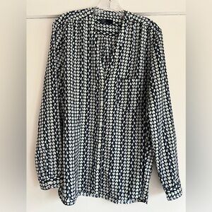 Gap Blue Hearts Button down Blouse Top large